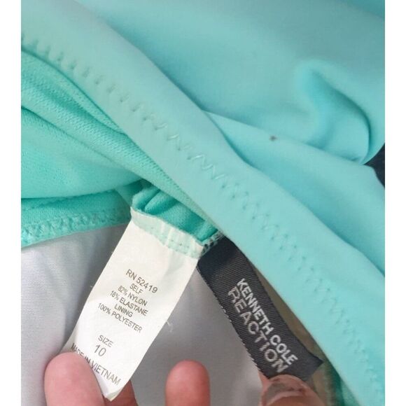 Kenneth Cole Reaction Mint Swim Dress Size 10 Halter Bandeau Aqua Beach Resort - Picture 4 of 4